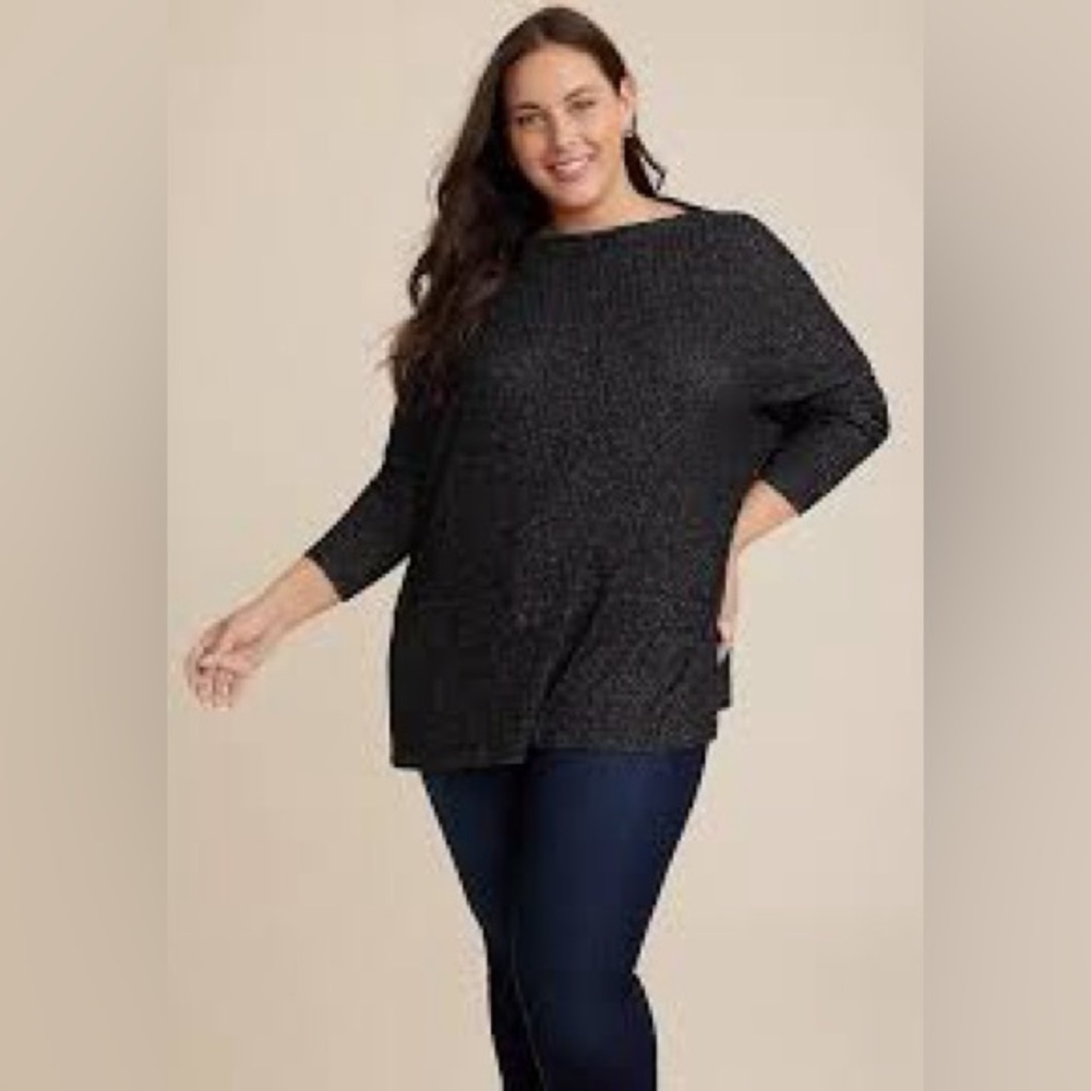 Maurices 0X Sylvan Tunic Top black NWT